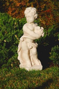 Casa Padrino scultura decorativa in pietra da giardino Art Nouveau ragazzo beige A. 50 cm