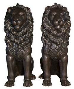 Casa Padrino ensemble de sculptures décoratives en bronze de jardin de luxe lions H. 206 cm - Figures en bronze
