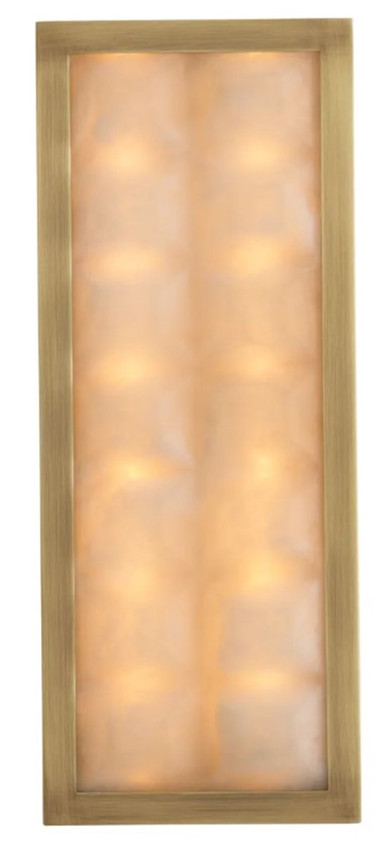 Casa Padrino Luxus Wandleuchte Antik Messing / Alabaster H. 38 cm, B. 15 cm, T. 6 cm Casa Padrino Luxus Wandleuchte Antik Messing / Alabaster H. 38 cm, B. 15 cm, T. 6 cm