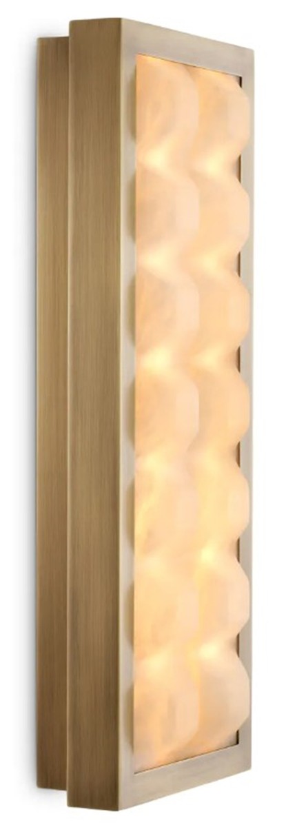 Casa Padrino Luxus Wandleuchte Antik Messing / Alabaster H. 38 cm, B. 15 cm, T. 6 cm Casa Padrino Luxus Wandleuchte Antik Messing / Alabaster H. 38 cm, B. 15 cm, T. 6 cm