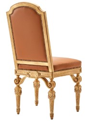 Italian Luxury Baroque Leather Genuine Leather Dining Chair Brown Natural