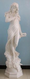 Casa Padrino sculpture décorative de jardin en marbre Art Nouveau femme blanc H. 185 cm - Figurine décorative de jardin