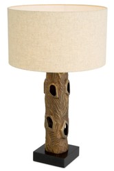 Casa Padrino luxury table lamp finish in vintage brass look / base made of black granite Ø 45 cm x H. 74.5 cm