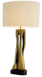 Lampe de table de luxe Casa Padrino au look laiton vintage / pied en granit noir L. 22 cm x H. 89,5 cm