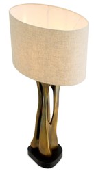 Lampe de table de luxe Casa Padrino au look laiton vintage / pied en granit noir L. 22 cm x H. 89,5 cm