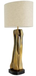 Lampe de table de luxe Casa Padrino au look laiton vintage / pied en granit noir L. 22 cm x H. 89,5 cm