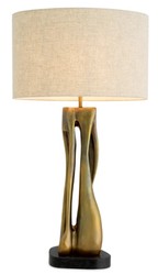 Lampe de table de luxe Casa Padrino au look laiton vintage / pied en granit noir L. 22 cm x H. 89,5 cm