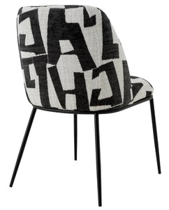 Casa Padrino Luxus Esszimmerstuhl Schwarz / Weiß B. 50 cm x T. 60 cm x H. 83 cm - Hotel Möbel