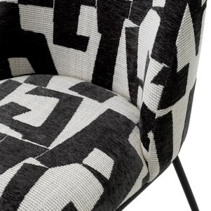 Casa Padrino Luxus Esszimmerstuhl Schwarz / Weiß B. 50 cm x T. 60 cm x H. 83 cm - Hotel Möbel