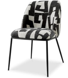 Casa Padrino sedia da pranzo di lusso nero / bianco L. 50 cm x P. 60 cm x H. 83 cm - mobili per hotel Casa Padrino sedia da pranzo di lusso nero / bianco L. 50 cm x P. 60 cm x H. 83 cm - mobili per hotel