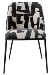 Casa Padrino sedia da pranzo di lusso nero / bianco L. 50 cm x P. 60 cm x H. 83 cm - mobili per hotel Casa Padrino sedia da pranzo di lusso nero / bianco L. 50 cm x P. 60 cm x H. 83 cm - mobili per hotel