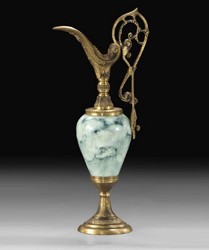 Casa Padrino vaso barocco di lusso a forma di brocca di vino ottone antico / verde A. 37 cm - Accessori decorativi barocchi