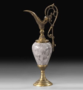 Casa Padrino luxury baroque vase in wine jug shape antique brass / gray H. 37 cm - Baroque decoration accessories