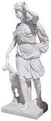 Scultura figura decorativa da giardino in marmo in stile antico donna romana grigio