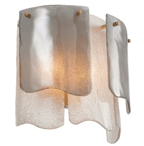 Casa Padrino Luxus Hotel / Restaurant Wandleuchte Antik Messing Finish / Rauchglas - B. 39 cm x T. 24 cm x H. 36 cm