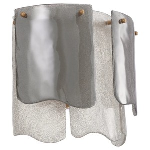 Casa Padrino Luxus Hotel / Restaurant Wandleuchte Antik Messing Finish / Rauchglas - B. 39 cm x T. 24 cm x H. 36 cm