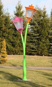Lanterna da Giardino Doppia Art Nouveau Verde Rosa Arancione
