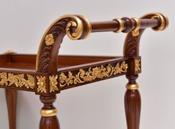 Carrello da portata barocco di lusso in legno massello marrone oro