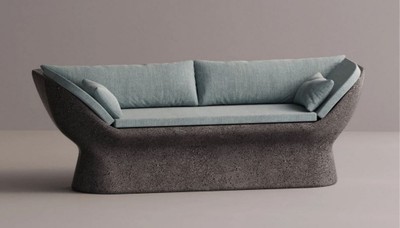 Casa Padrino sofá de lujo azul claro / antracita 200 cm - Sofá de hormigón resistente a la intemperie