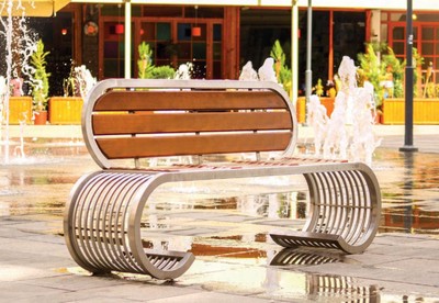 Casa Padrino Luxus Parkbank - Stadtbank mit Rückenlehne Silber / Braun 190 cm - Outdoor & Park Möbel