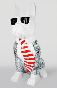 Huge XXL Garden Decoration Sculpture Figure Dog Bulldog White Black Red