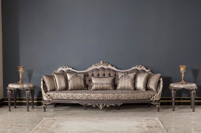 Casa Padrino Luxus Barock Beistelltisch Grau / Braun / Gold H. 60 cm - Barock Möbel