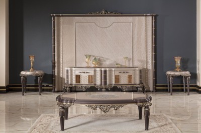 Casa Padrino Luxus Barock Beistelltisch Grau / Braun / Gold H. 60 cm - Barock Möbel