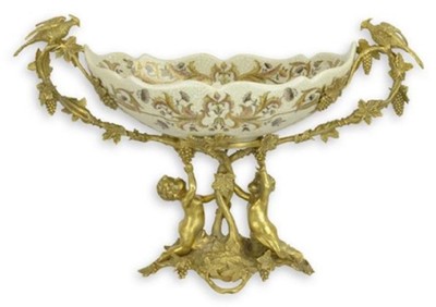 Casa Padrino Art Nouveau decorative bowl cream / brass 50 x H. 29.5 cm - Porcelain fruit bowl