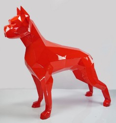 Escultura figura decorativa de jardín XXL perro boxer rojo
