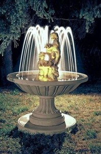 Casa Padrino Barock Springbrunnen Beige Ø 130 x H. 160 cm - Runder Gartenbrunnen - Made in Italy