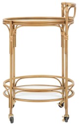 Runder Luxus Trolley Servierwagen Naturfarben