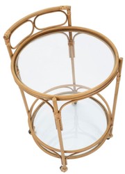 Runder Luxus Trolley Servierwagen Naturfarben