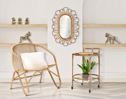 Runder Luxus Trolley Servierwagen Naturfarben