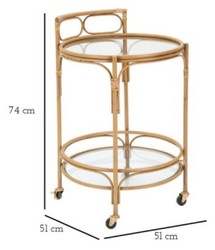 Runder Luxus Trolley Servierwagen Naturfarben