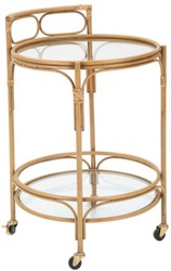 Runder Luxus Trolley Servierwagen Naturfarben