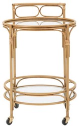 Runder Luxus Trolley Servierwagen Naturfarben