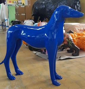 XXL decorative sculpture figure greyhound blue