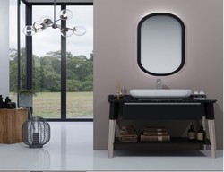 Casa Padrino luxury baroque bathroom set matt gray / white - 1 Baroque Washstand with Ceramic Washbasin & 1 Baroque LED Wall Mirror - Baroque bathroom furniture