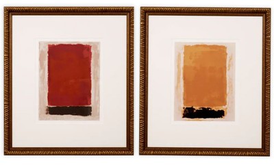 Casa Padrino juego de 2 impresiones artísticas de lujo Arte abstracto de Clement Garnier Oro 73 x A. 83 cm