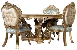 Luxus Barock Esszimmer Stuhl Türkis Gold