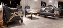 Magnificent Luxury Baroque Living Room Sofa Gray White Gold