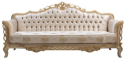 Casa Padrino Luxus Barock Wohnzimmer Sofa Weiß / Antik Gold 230 cm - Barock Wohnzimmer Möbel