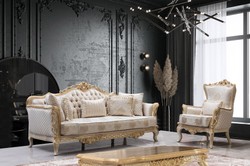 Prunkvolles Luxus Barock Wohnzimmer Sofa Weiß Antik Gold