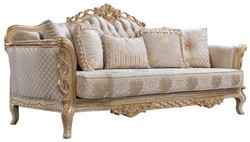 Prunkvolles Luxus Barock Wohnzimmer Sofa Weiß Antik Gold