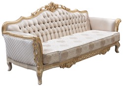Prunkvolles Luxus Barock Wohnzimmer Sofa Weiß Antik Gold