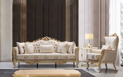 Magnifique fauteuil de salon baroque de luxe blanc or antique