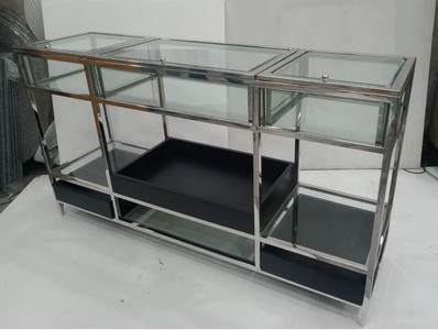 Casa Padrino vitrina de tienda de lujo con compartimentos de vidrio mostrador de vidrio 153 x 42 x H 88 cm vitrina de muebles de tienda mostrador de tienda