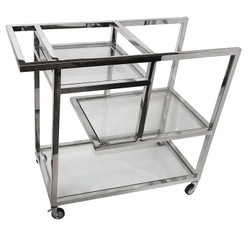 Casa Padrino carrello da portata di lusso argento / vetro 89 x 42 x H 80 cm - carrello in acciaio inossidabile con vetro - carrello bar ristorazione