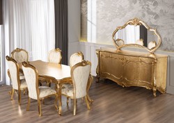 Credenza barocco di lusso con specchio oro