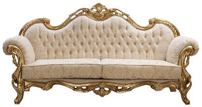 Magnifico divano da salotto barocco di lusso bianco oro